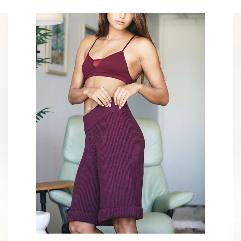 Burgundy Pacha Rib Free People Shorts NWOT